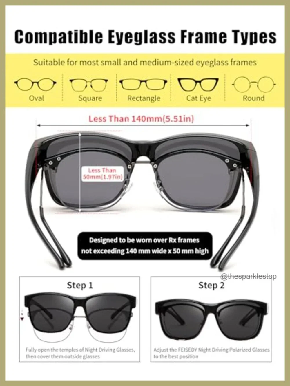 Oversized Fit Over Glasses Polarized Sunglasses UV400 Protection TR90 Frame